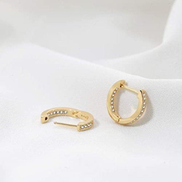 Cubic Zirconia Huggie Earrings - Picture 1 of 3